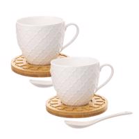 2 kubki z podstawką i łyżeczką WHITELINE - bialy - Rozmiar 250 ml