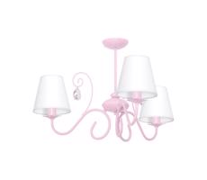 Dziecięca lampa wisząca LAURA 3xE14/60W/230V jasnoróżowa