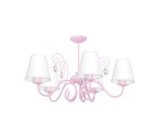 Dziecięca lampa wisząca LAURA 5xE14/60W/230V jasnoróżowa