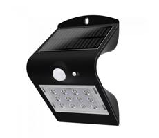 LED Kinkiet solarny z czujnikiem LED/1.5W/3,7V IP65 czarny