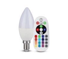 LED RGB Ściemnialna żarówka E14/4,8W/230V 4000K + pilot