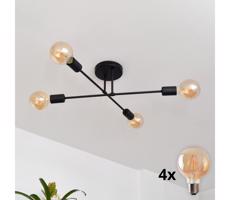 LED Żyrandol natynkowy CAMBRIDGE 4xE27/8W/230V czarny