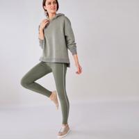 Legginsy z dzianiny z ozdobnymi lampasam - khaki - Rozmiar 50