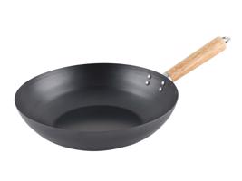 Patelnia WOK - czarny/jasne drewno - Rozmiar 30 cm