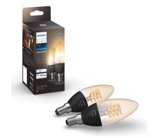 SET 2x LED Ściemniana żarówka Philips Hue WHITE FILAMENT E14/4,5W/230V 2100K