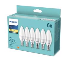 SET 6xLED Żarówka Philips B35 E14/5W/230V 2700K