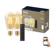 ZESTAW 2xLED Żarówka ściemnialna ST64 E27/7W/230V 2000-5000K CRI 90 Wi-Fi + pilot-WiZ